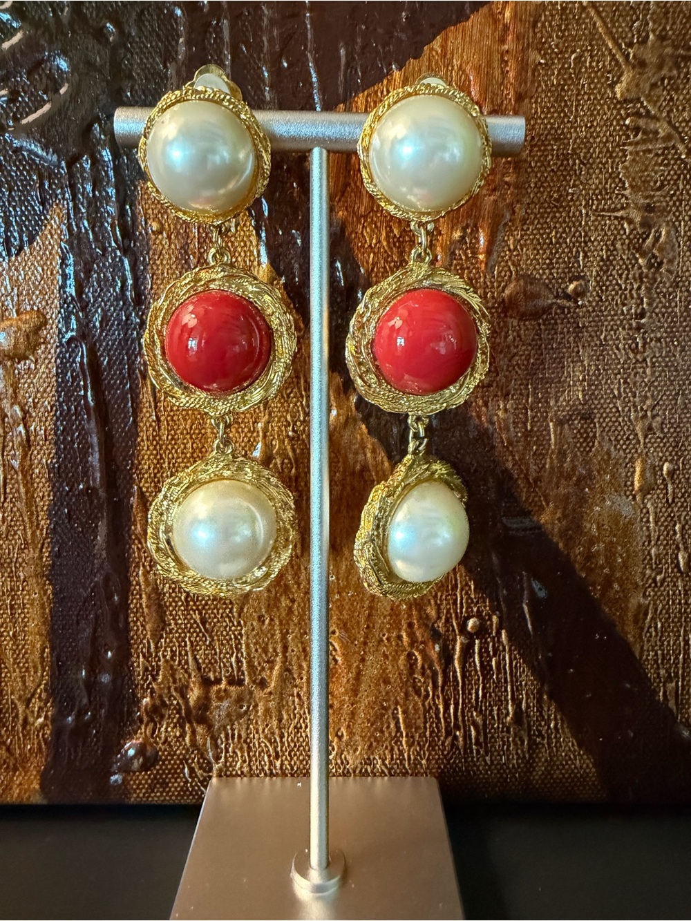 Vintage Drop Clip On Earrings